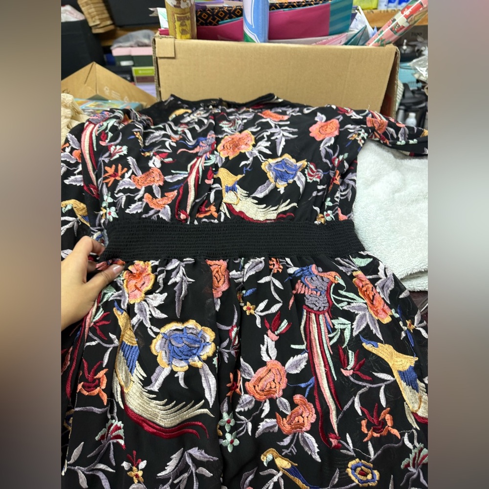 NWOT Zara Embroidered Bird Multicolor Midi Dress - Picture 4 of 5